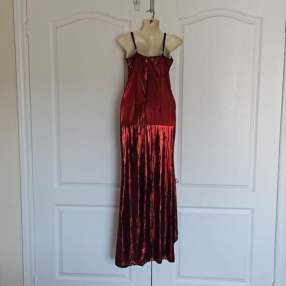 Halloween Metallic Twisted Front Spaghetti Straps Maxi Dress Small RubyRed - Picture 3 of 16